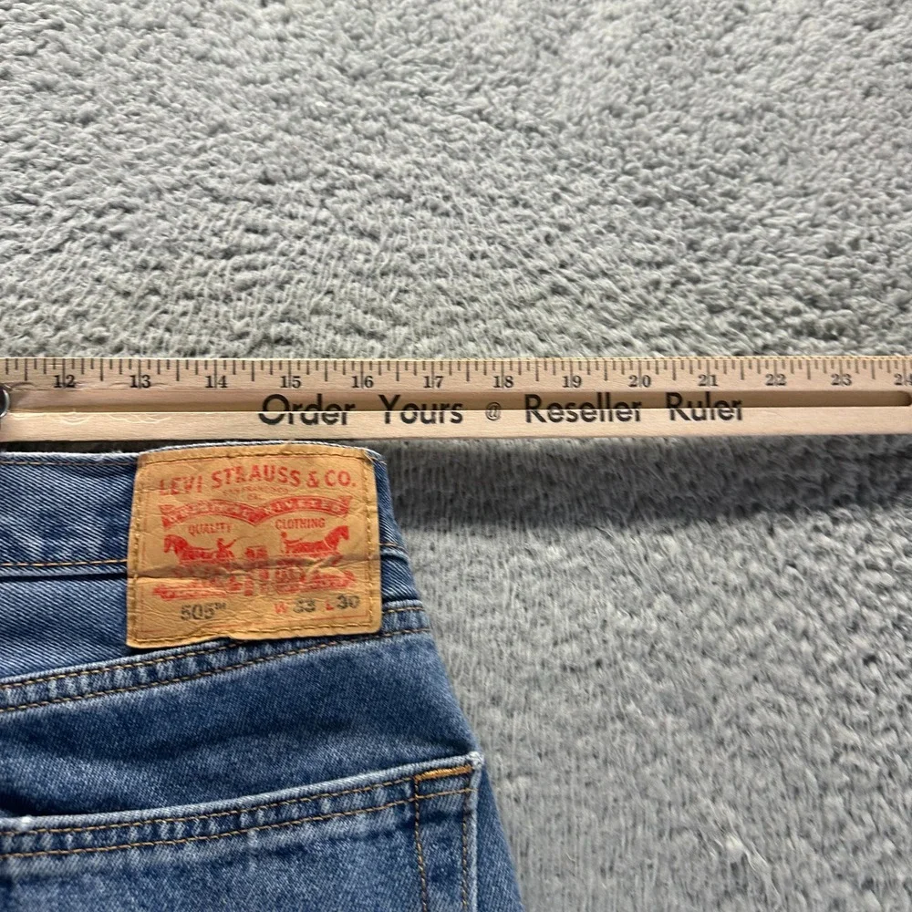 Levi's 505 Jeans Mens 33x30 Blue Cotton Denim Straight Leg Workwear Faded Travel